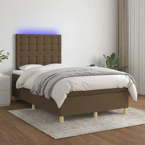  box spring s madracem LED tamnosmeđi 120x200 cm tkanina