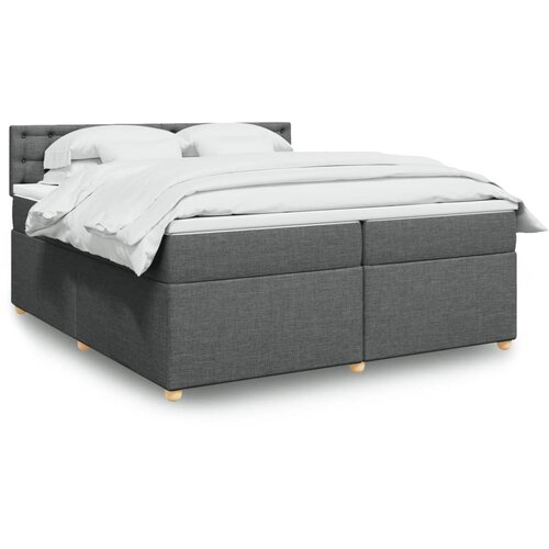 VidaXL Box spring postelja z vzmetnico temno siva 200x200 cm blago Slike
