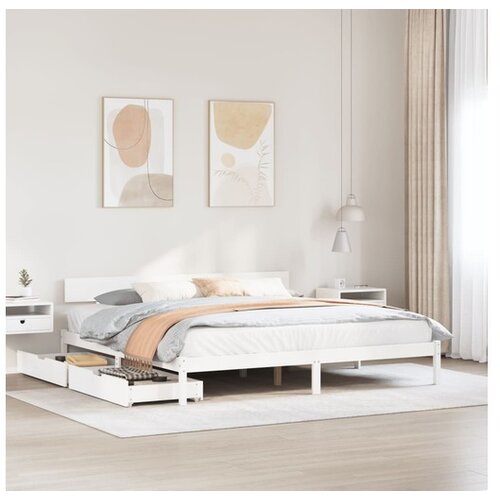 VidaXL Okvir kreveta bez madraca bijeli 180x200 cm od masivne borovine Slike