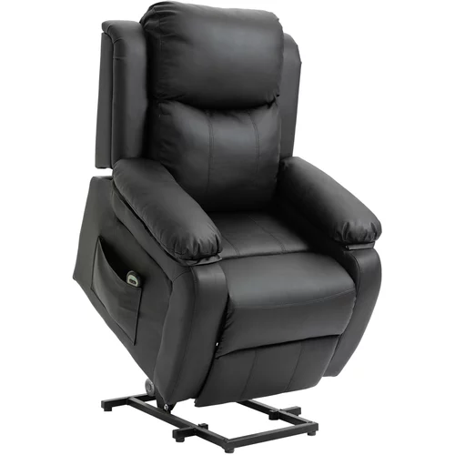 HOMCOM Relax fotelj, nagibajoč se za 160°, električni dvižni fotelj z naslonom za noge in daljinskim upravljalnikom v imitaciji usnja, črn, (20745086)
