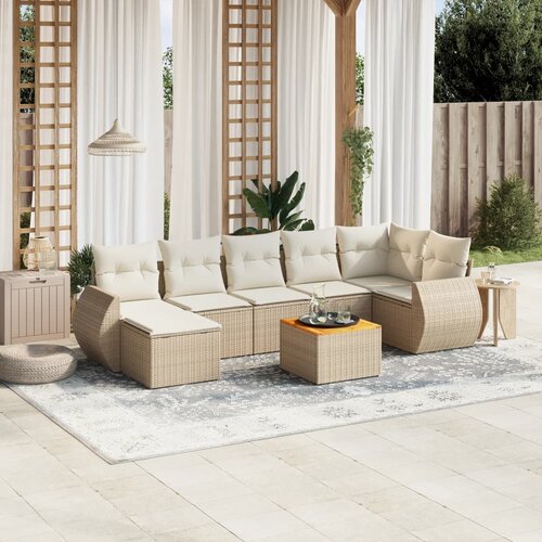 vidaXL 8-dijelni set vrtnih sofa od poliratana s jastucima bež Cijene