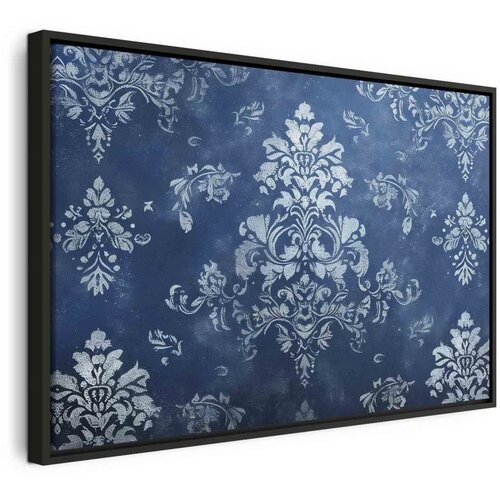  Slika - Retro Ornament Decorative Motif in Worn Blues 60x40 U crnom drvenom okviru Cene