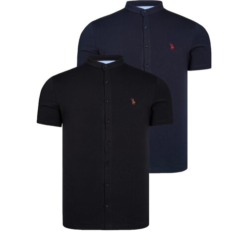 Dewberry DOUBLE SET T8597 MEN&amp;#039;S SHIRT-BLACK-NAVY BLUE Slike