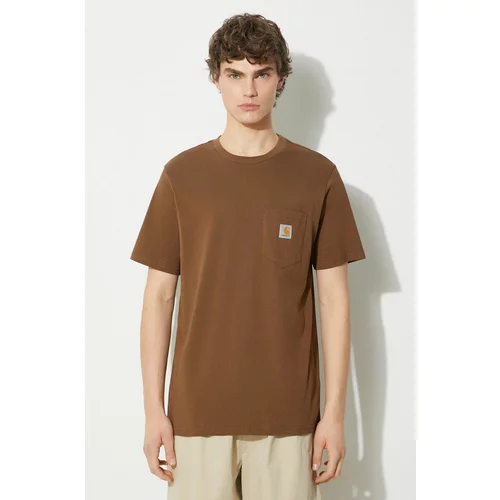 Carhartt WIP Pamučna majica S/S Pocket T-Shirt za muškarce, boja: smeđa, bez uzorka, I030434.1ZDXX