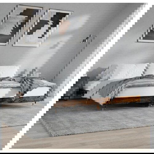 VidaXL Posteljni okvir dimljeni hrast 200x200 cm inzenirski Slike