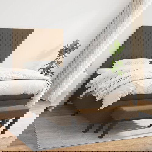  The Living Store Box spring postelja z vzmetnico temno rjav 90x190 cm blago - Box Spring Postelja, (21455831) Slike