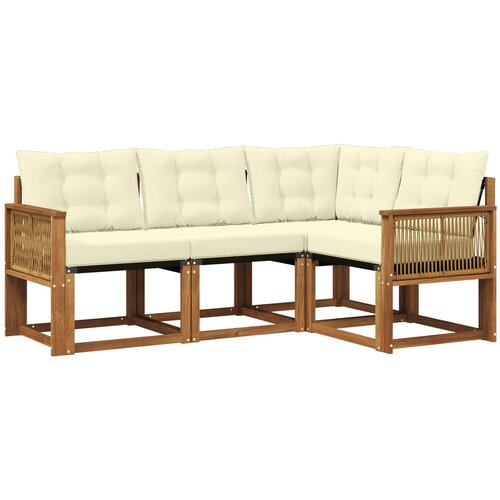 vidaXL Zunanja garnitura za sedenje z blazino 4 pcs Naravna in smetana, (5000273221) Cene