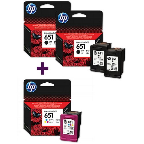 HP Komplet kartu&amp;scaron; nr.651 (2 x BK + CMY), original Slike