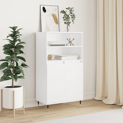 vidaXL Visoka omara Bela 60x36x110 cm inženirski les Cene