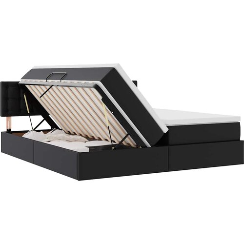  Krevet s od storage s uzglavljem Crna 180 x 200 cm Lažna koža Slike