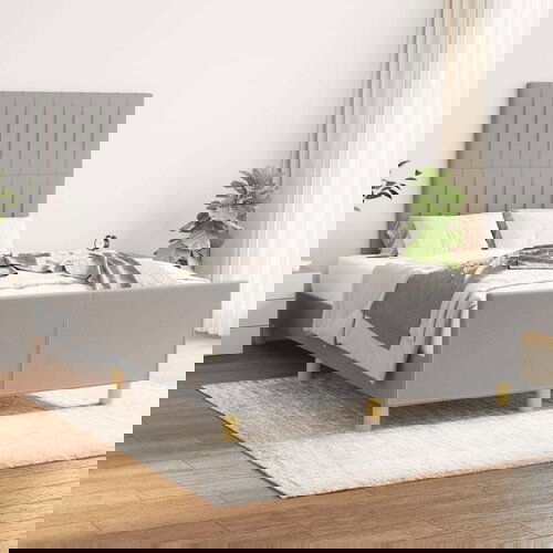  Okvir za krevet s uzglavljem svjetlosivi 120x200 cm od tkanine Slike