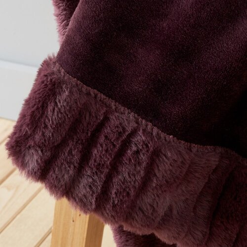 Catherine Lansfield Temno vijolična odeja iz mikropli&amp;scaron;a 150x200 cm Velvet and Faux Fur &amp;ndash; Slike