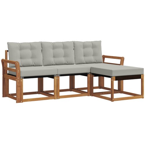  Set vanjskih sofa 4 kom. Prirodna i svijetlo siva Smeđa 194 x 122,5 x 73 cm Slike