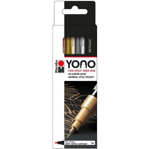 Marabu akrilni markerji, YONO, 0,5 - 1,5 mm, set 4 KOVINSKIH, (21655499) Slike