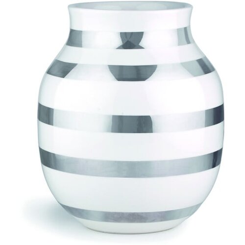 Kähler Design Bela keramična vaza z detajli v srebrni barvi Omaggio, višina 20 cm Cene