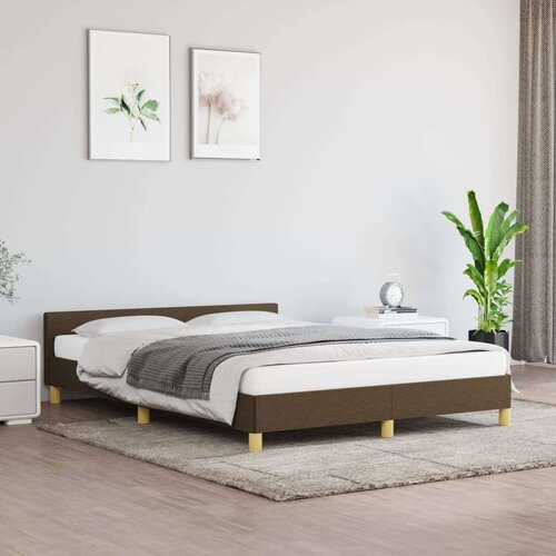  Posteljni okvir z vzglavjem temno rjav 140x190 cm blago, (20795128) Cene