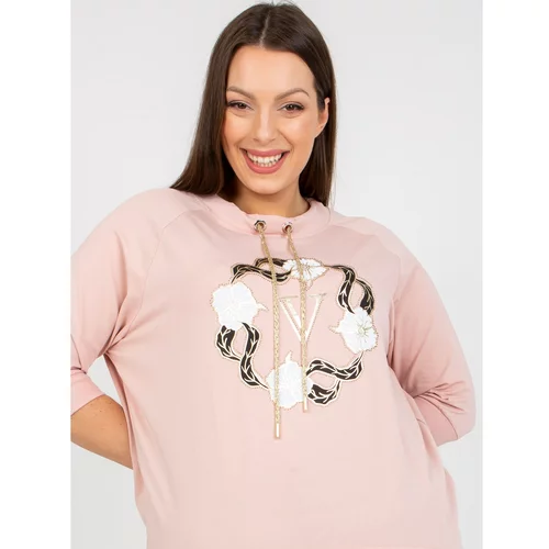Fashion Hunters Dusty pink plus size blouse with rhinestones