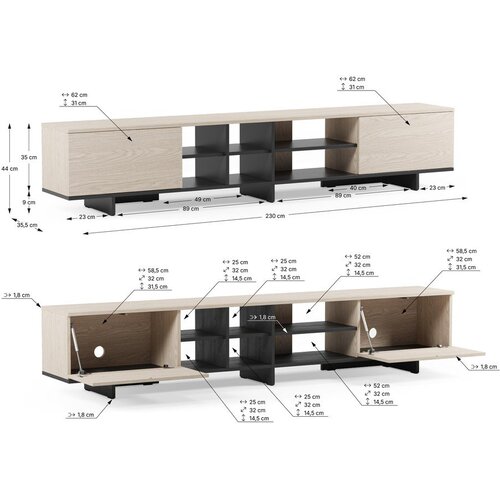 Marckeric Crna TV komoda 230x44x36 cm Cequoia &amp;ndash; Slike