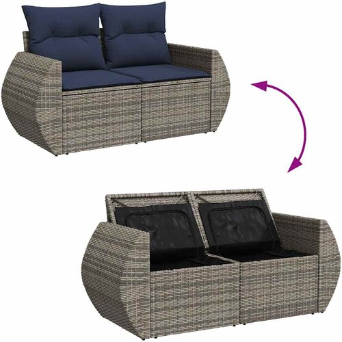  6-dijelni set vrtnih sofa s jastucima crni od poliratana bagrem Slike
