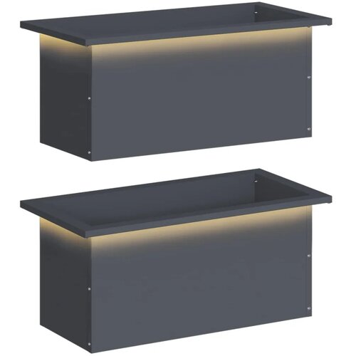  Vrtna posuda za sadnju s LED svjetlom 2 kom. Antracit - Antracit 30 x 60 x 30 cm 2 Slike