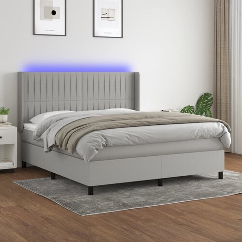  Krevet box spring s madracem LED svjetlosivi 180x200 cm tkanina Cene
