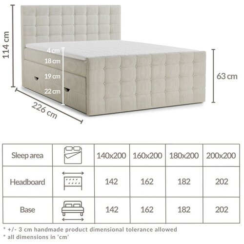 Maison de R&amp;ecirc;ve Kremno bela boxspring postelja s prostorom za shranjevanje 180x200 cm Tasca &amp;ndash; Slike