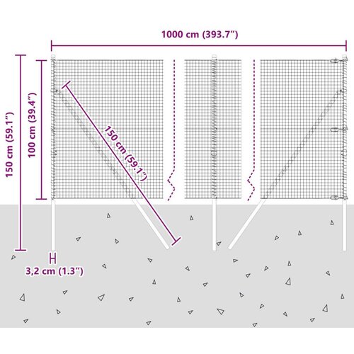 vidaXL Ograjni steber Komplet 2 Zeleni Kovinska mreža 10 x 1 m Cene