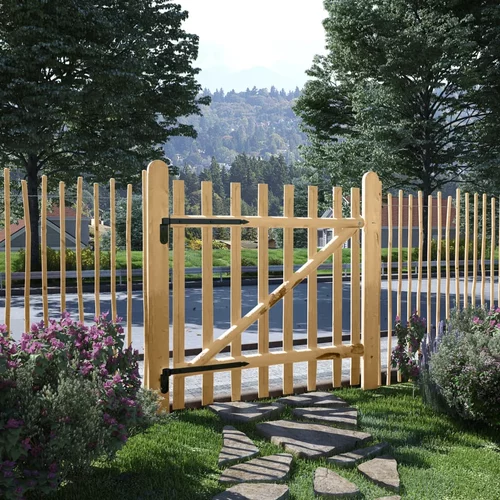 vidaXL jednostruka Vrata za Ogradu Drvo Lijeske 100x100 cm