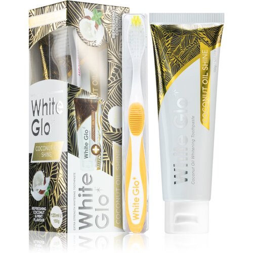 White Glo Coconut Oil Shine belilna zobna pasta s krtačko Coconut and Mint Flavour 150 g Cene