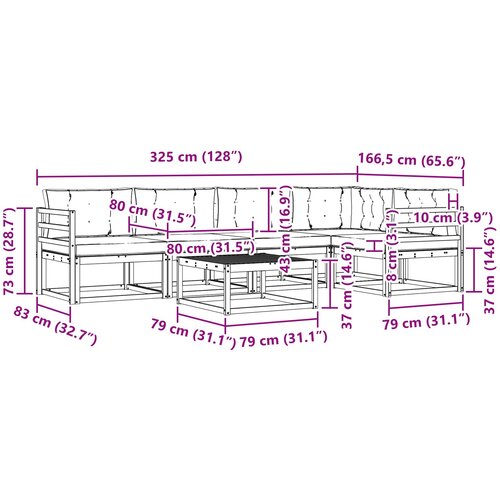  Set vanjskih sofa 6 kom. Bijela i bež Poliester Slike