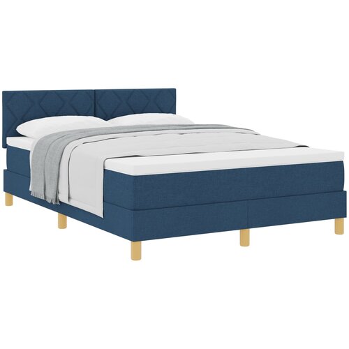 VidaXL postelja s &amp;scaron;katlastim vzmetenjem z vzmetnico modra 140x190 cm tkanina, (22083060) Slike