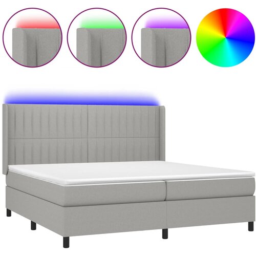 Maison Chic Box spring postelja - Vzmetna postelja z vzmetnico LED sv. siva 200x200 cm blago SL2568, (21902395) Cene