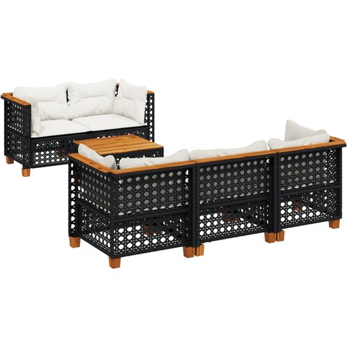 Maison Chic Seti vrtnega pohištva - Vrtna garnitura - Vrtni pohištvo set 6-delna z blazinami črna poli ratan, (21804708) Cene