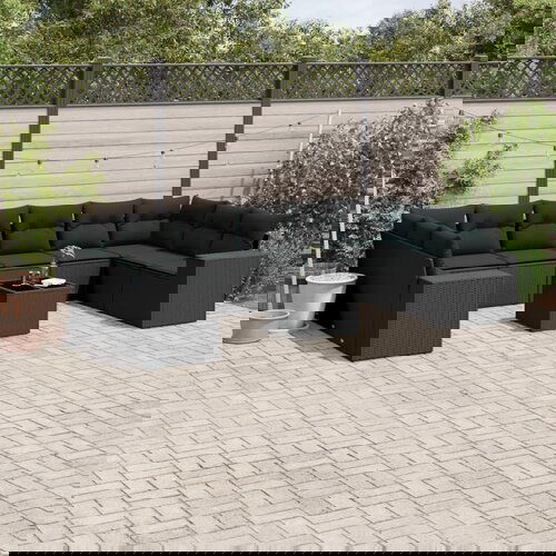 vidaXL 11-dijelni set vrtnih sofa od poliratana s jastucima crni Cijene