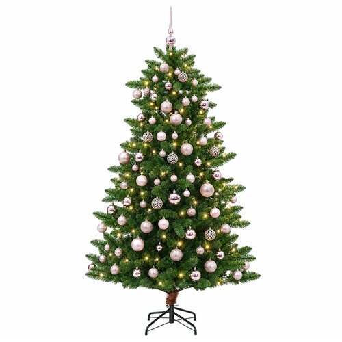  Umjetno božićno drvce s kuglicama 240 cm 300 LED lampica - 240 cm s LED-ima i ružičastim lopticama Slike