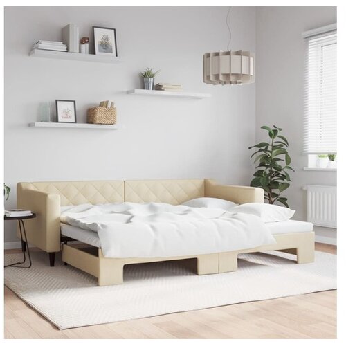 vidaXL Dnevni krevet na razvlačenje krem 90 x 200 cm od tkanine Cijene
