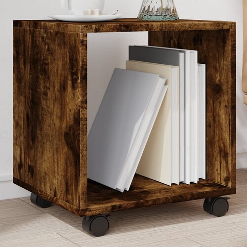 VidaXL Omarica na kolesih dimljeni hrast 37x33x42,5 cm inženirski les Slike