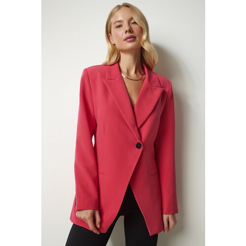 Happiness İstanbul Women's Pink Double Breasted Collar One-Button Blazer Jacket Slike