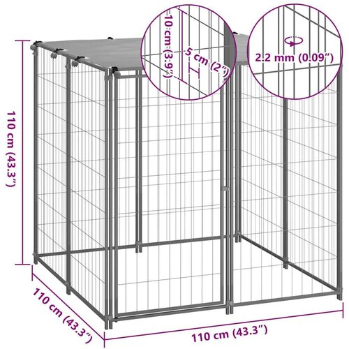 VidaXL Kavez za pse srebrni 110 x 110 x 110 cm čelični Slike