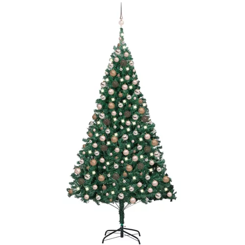  Umjetno božićno drvce LED s kuglicama zeleno 210 cm PVC
