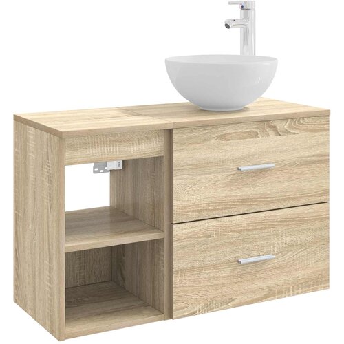 vidaXL Komplet pohištva za kopalnico 2 pcs Sonoma hrast Inženirski les, (5000245406) Cene