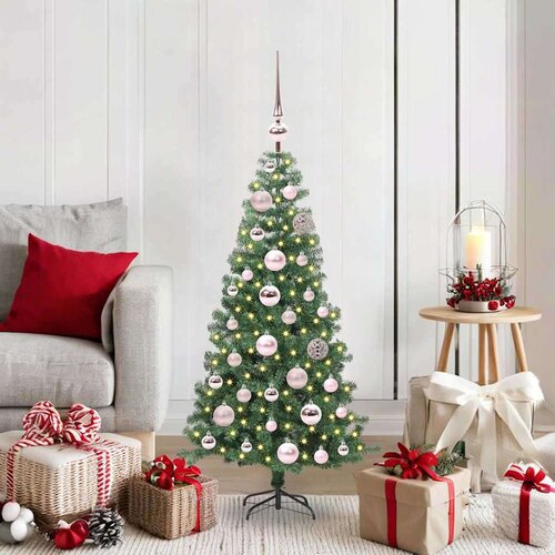 vidaXL Božično drevo med 150 LED z stojalom Zelena 120 cm PVC Cene
