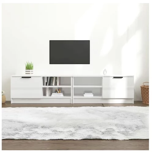  TV omarica 2 kosa visok sijaj bela 80x35x36,5 cm konstr. les
