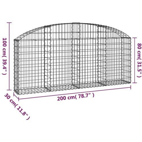  Gabionska ko&amp;scaron;ara s lukom 200 x 30 x 80/100 cm pocinčano željezo Slike