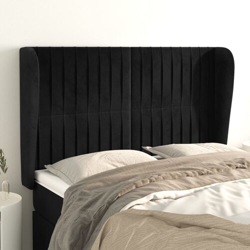  Uzglavlje s u&scaron;ima crno 147x23x118/128 cm bar&scaron;unasto Cijene