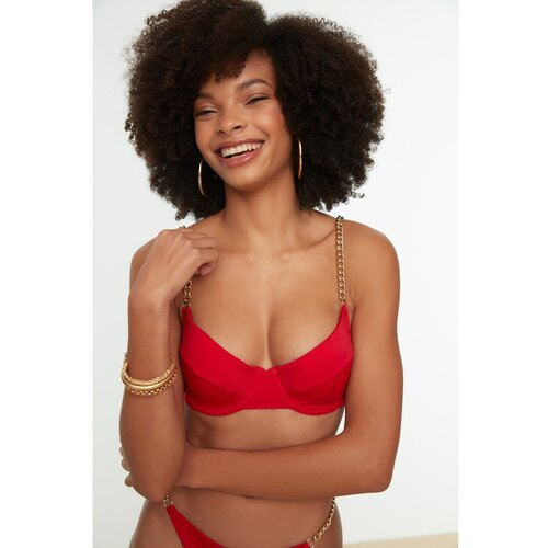 Trendyol Red Print Detail Bikini Top Slike