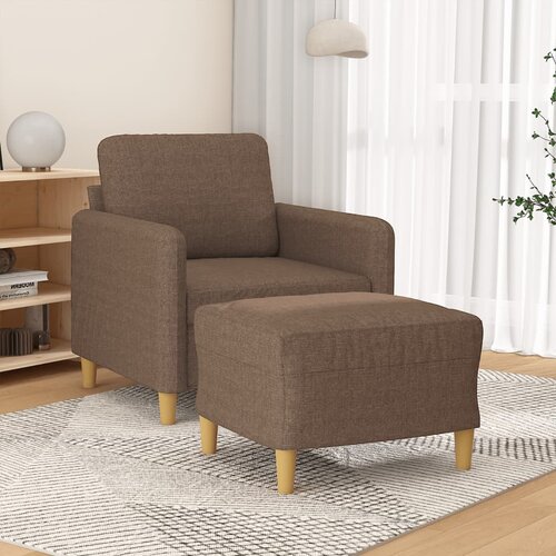  Fotelja s tabureom smeđa 60 cm od tkanine Slike