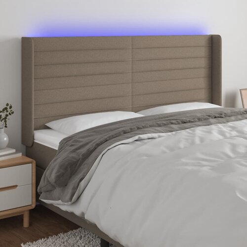  The Living Store LED posteljno vzglavje taupe 203x16x118/128 cm blago - LED Vzglavje, (21448546) Cene