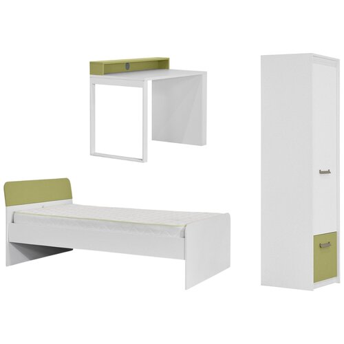 Matis Dečija soba Kinder - Set 2 - Krevet 120×200 (belo-zelena) Cene