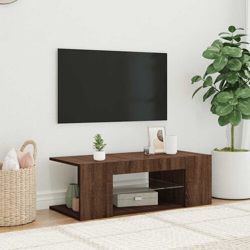TV ormarić s LED svjetlima boja smeđeg hrasta 90 x 39 x 30 cm Cene